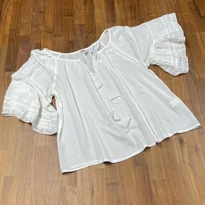Lucky Brand Ladies White Boho Tassel blouse